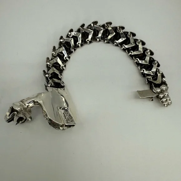 Nacho Gomez Taxco 950 Sterling Silver Rattlesnake Bracelet Malachite Eyes NWOT - Picture 15 of 17